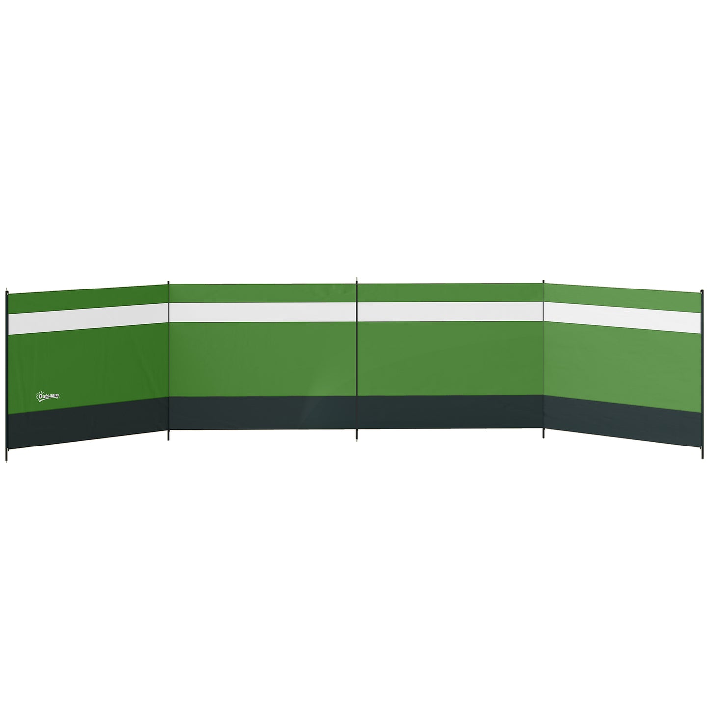 Camping Windbreaker with Clear Windows | 725x140cm | Steel Poles | 15 Stakes & 10 Guy Ropes | Beach & Caravan | Army Green