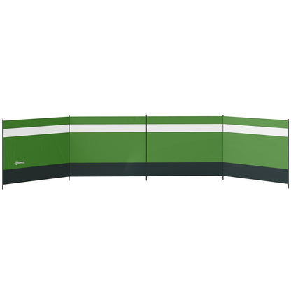 Camping Windbreaker with Clear Windows | 725x140cm | Steel Poles | 15 Stakes & 10 Guy Ropes | Beach & Caravan | Army Green