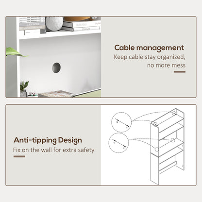 Foldable Desktop, Computer Desk with Storage Shelves, 80 x 69 x 155 cm, White
