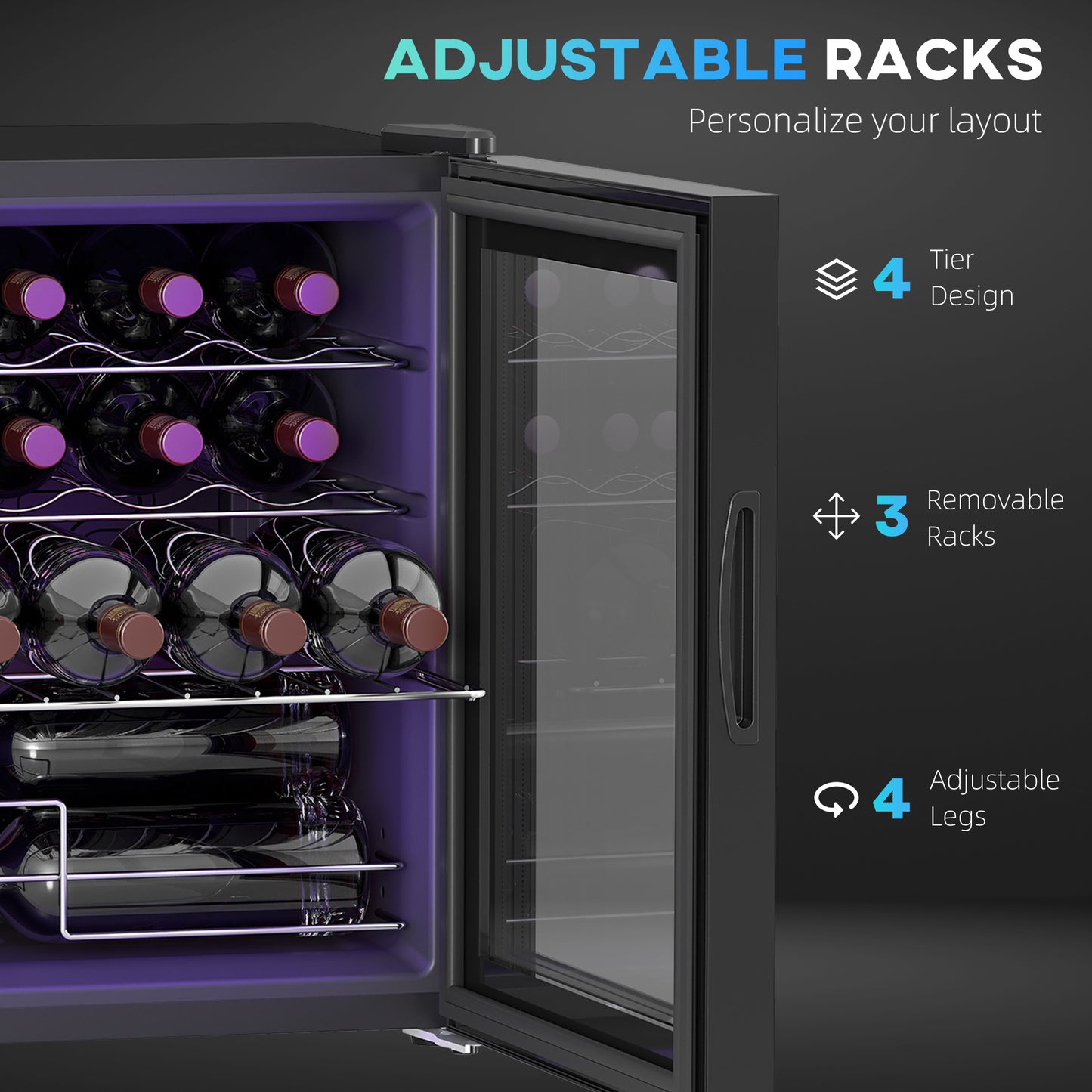 42L 16-Bottle Wine Cooler Fridge - Black