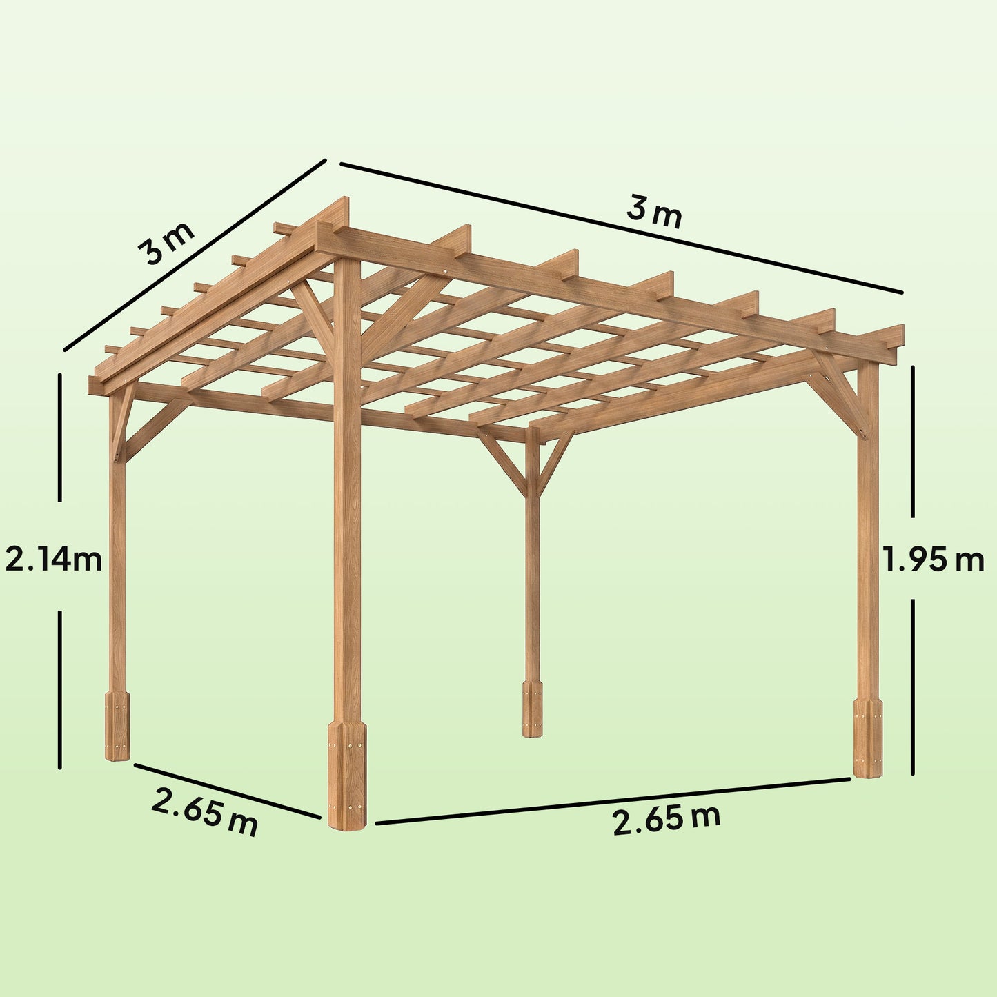Outsunny 3 x 3 m Wooden Pergola Kit, Decorative Garden Gazebo Shelter with Stable Structure for Climbing Vines, Dark Brown