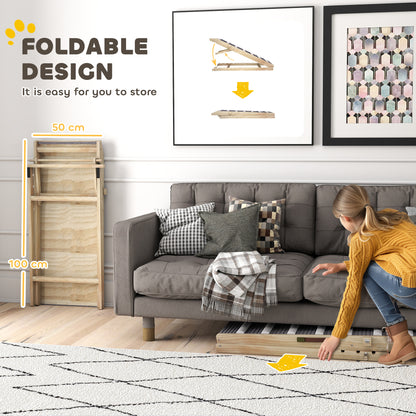 PawHut Dog Ramp for Couch, Adjustable Folding Pet Ramp, 4 Adjustable Height Dog Climbing Ladder, 35/43/47/50 cm Height