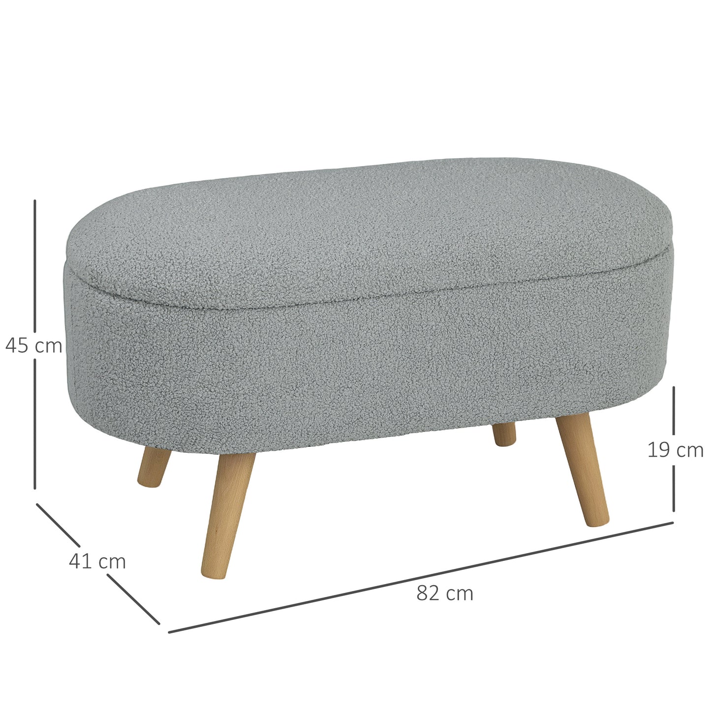 Teddy Fleece Storage Ottoman - Grey