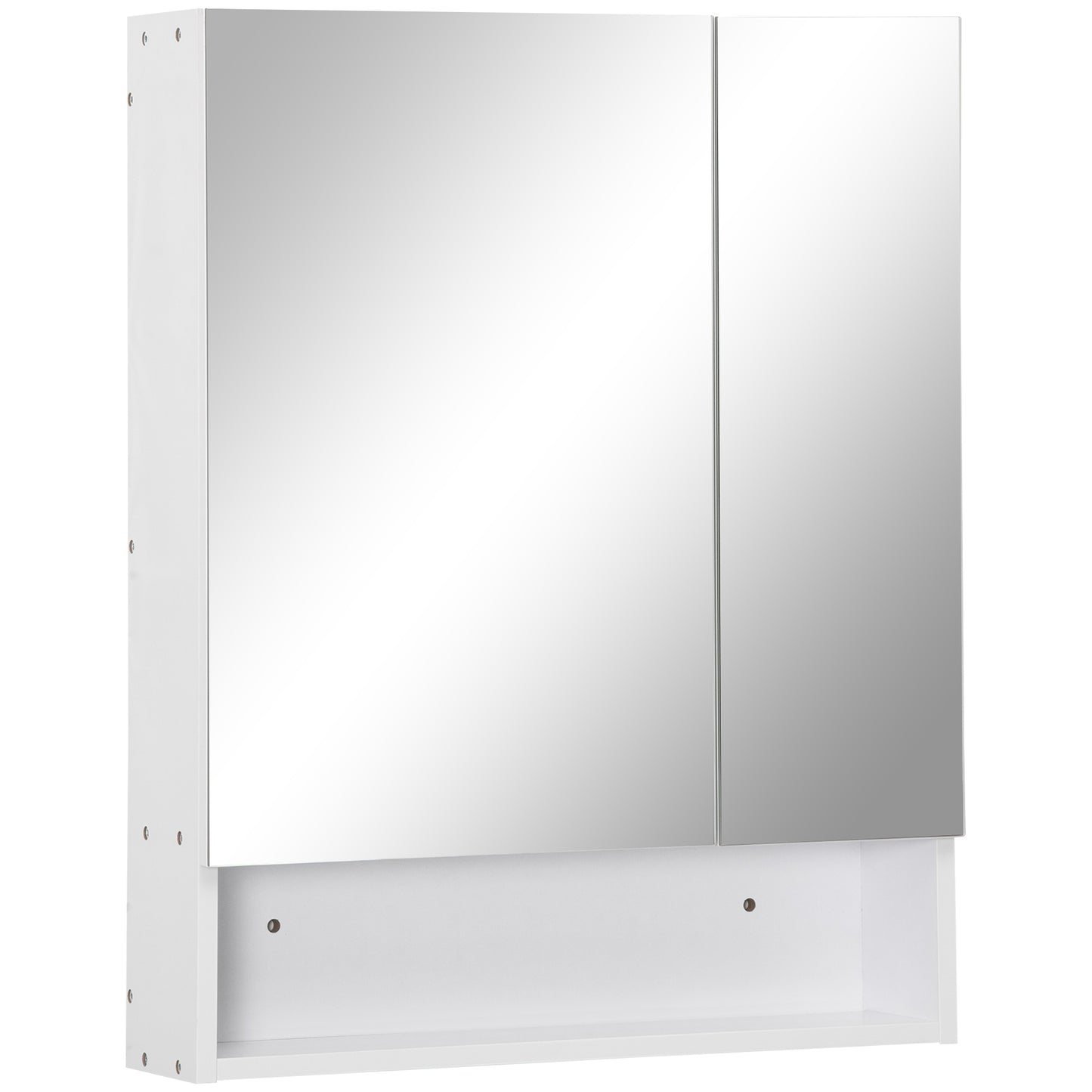 Kleankin Bathroom Cabinet with Mirror, Wall Mounted Bathroom Mirror Cabinet with Adjustable Shelf, 2 Doors Storage Cupboard, White