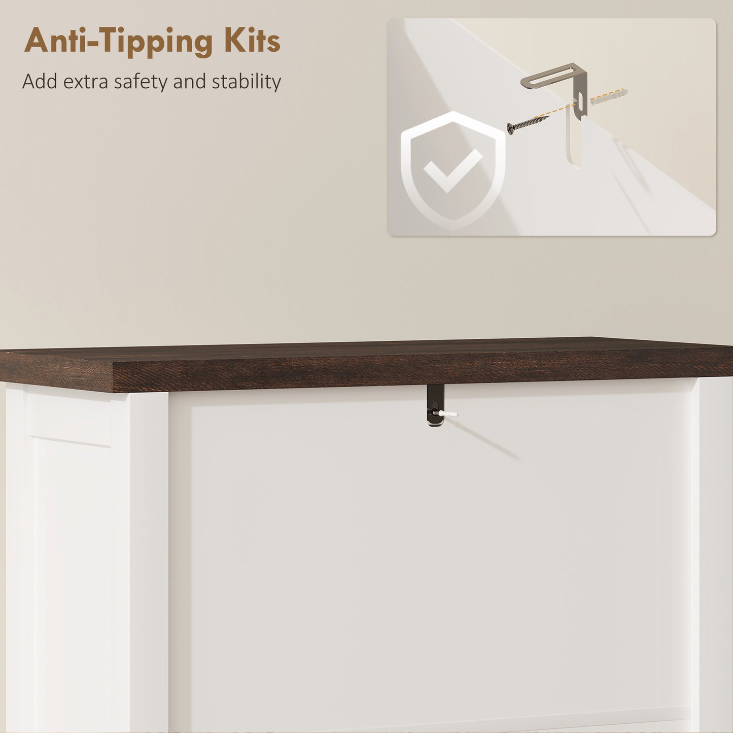 Farmhouse Narrow Shoe Cabinet | 2 Flip Drawers | 8-12 Pairs | White