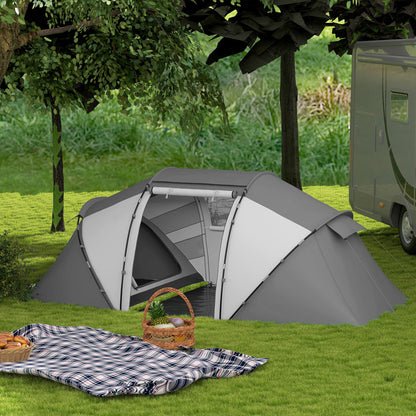 Outsunny 4-6 Man UV Protection Camping Tent - Charcoal Grey and White / Green and White