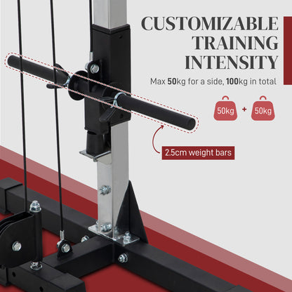 Multi Home Gyms with Cable Pulley System, Cable Crossover Machine with 4 Handles for Full Body Strength Training, Power Rack, Black