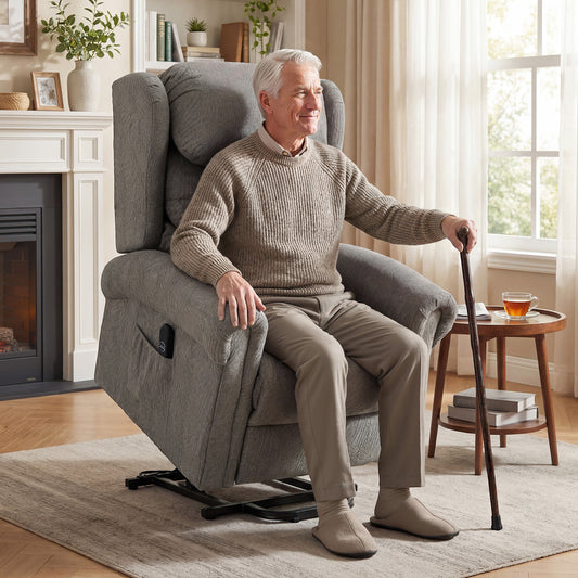 Electric Riser Recliner Chair with Power Lift | Remote Control & USB Port | 150° Recline | Pocket Springs | Velvet-Touch Fabric | 2 Side Pockets | 135kg Capacity | 92W x 95D cm Seated | Dark Grey