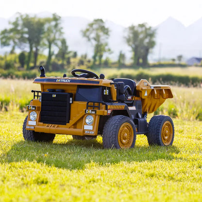 12V Kids Electric Dumper Truck | Ride-On with Shovel, USB Music & Tipping Body
