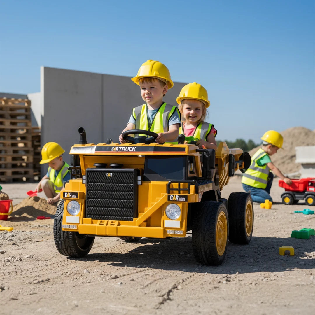 12V Kids Electric Dumper Truck | Ride-On with Shovel, USB Music & Tipping Body