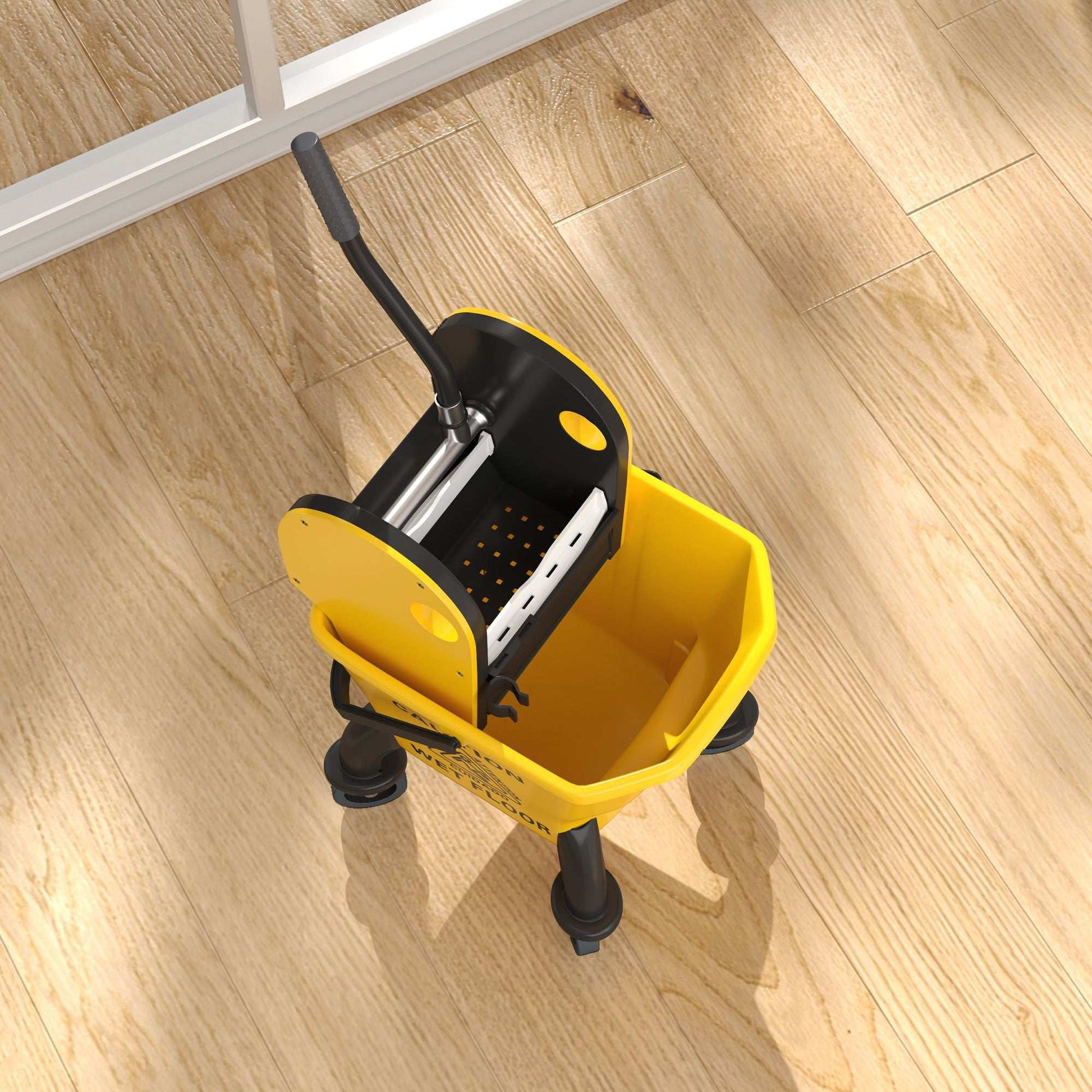 26 Litre Mop Bucket, with Wringer and Mop - Yellow
