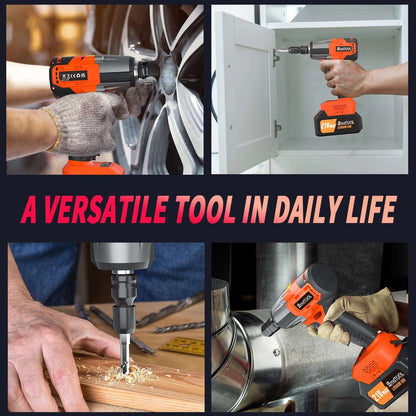Cordless Brushless  Impact Gun Driver Wrench, Variable Speed 3200RPM & Max Torque 1500Nm & 4 Socket Set