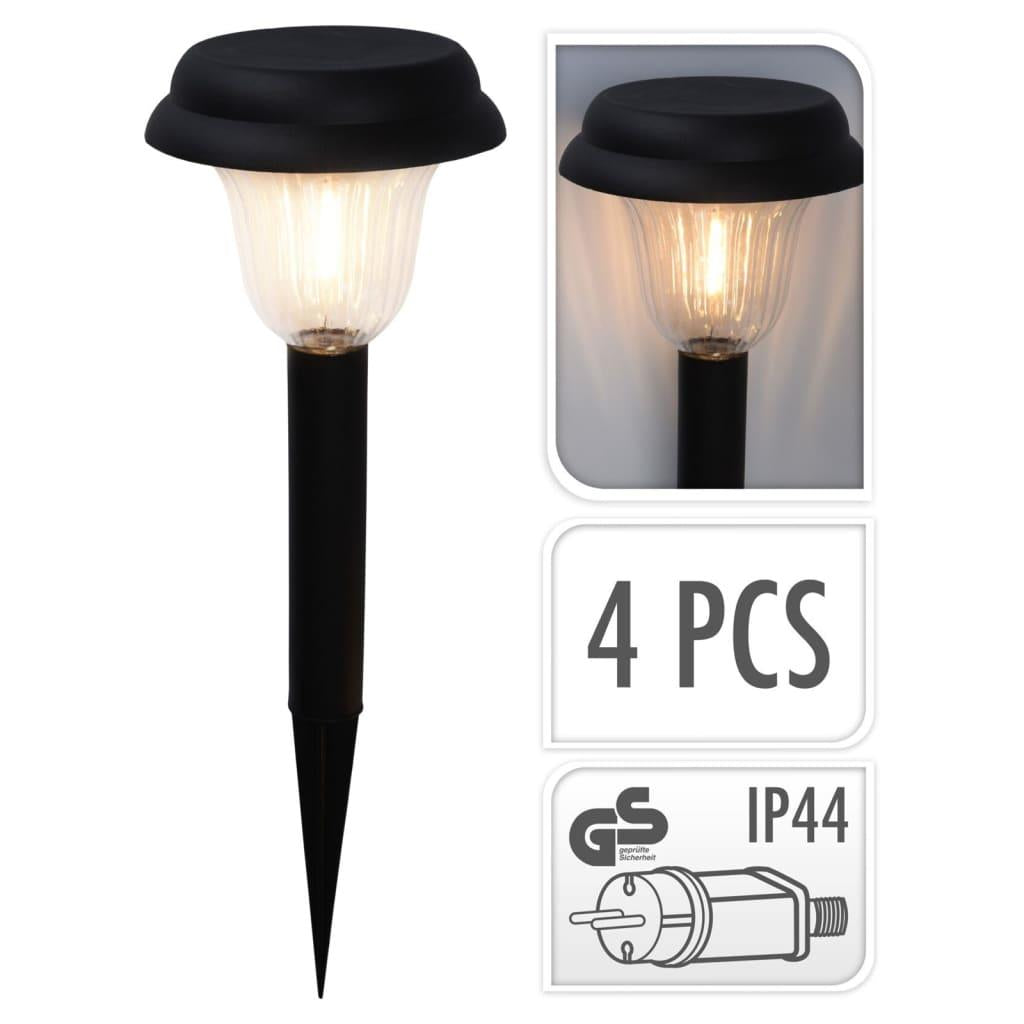 ProGarden Set of 4 Black LED Garden Ground Lights | 16x45cm | Mains Powered 230V | IP44 Rated | Warm LED | 10cm Ground Spikes | 2m Between Lights | 5m Connecting Wire | Walkway Path Patio