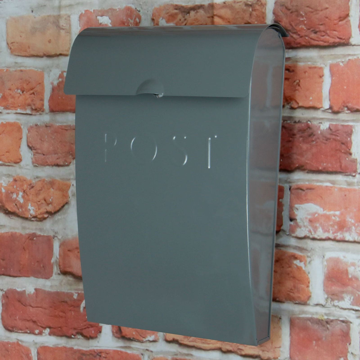 Maison & White Grey Galvanised Steel Wall Mounted Post Box | Lockable | 2 Keys | Overhanging Lid | Weather-Resistant | 37x25.5x9cm | Wall Fixings Included | 2-Year Warranty