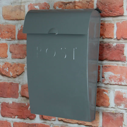 Maison & White Grey Galvanised Steel Wall Mounted Post Box | Lockable | 2 Keys | Overhanging Lid | Weather-Resistant | 37x25.5x9cm | Wall Fixings Included | 2-Year Warranty