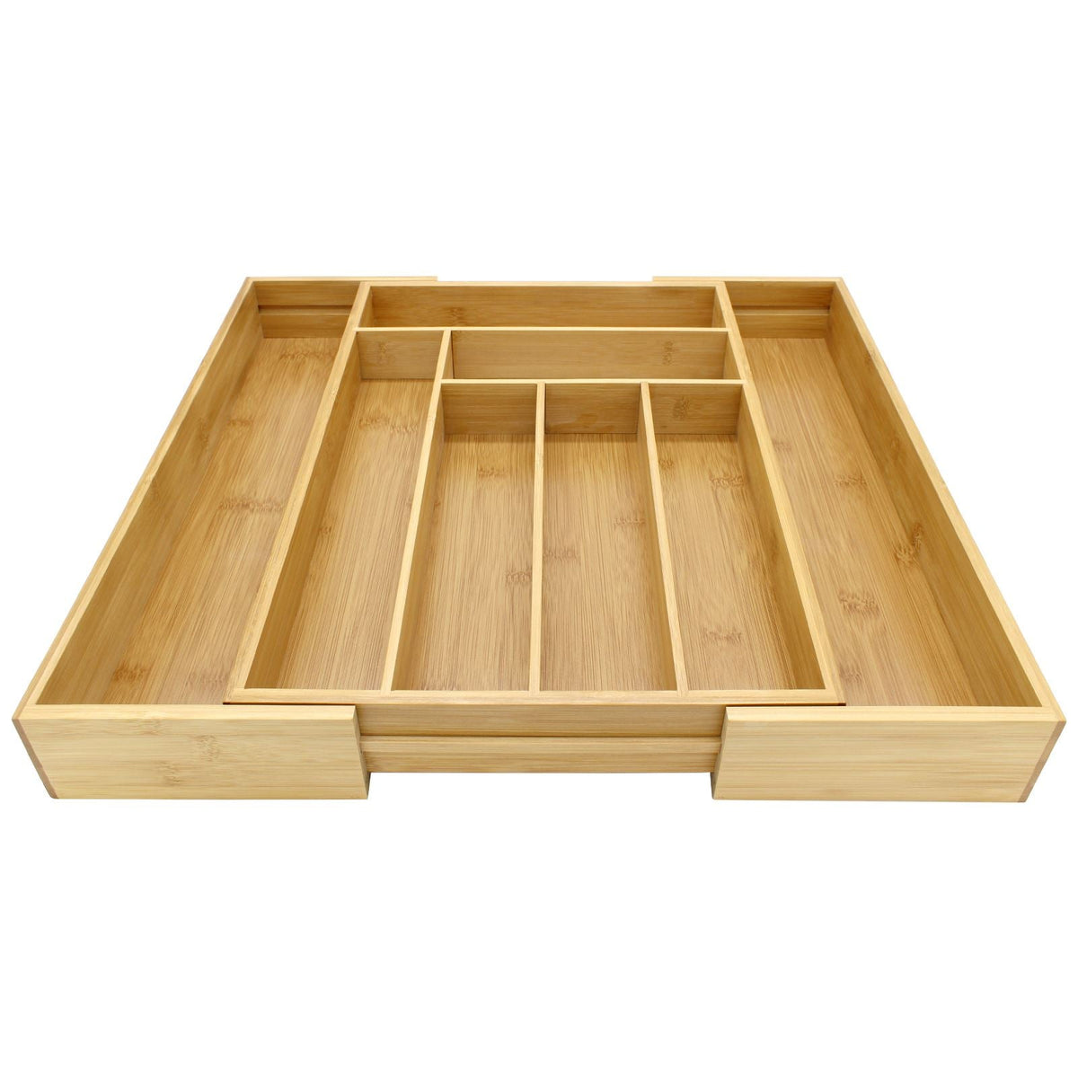 Maison & White Bamboo Extending Cutlery Tray | 6–8 Compartments | Adjustable Drawer Organiser, 29–46cm Wide | Natural Bamboo, 41cm Long