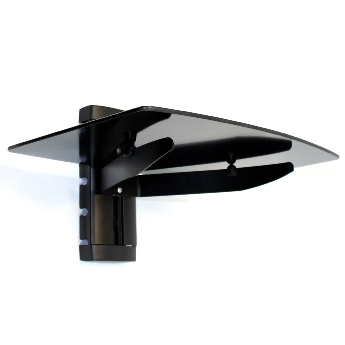 Maison & White Tempered Black Glass Floating Shelf 1 Tier | Integrated Cable Management | 36x25x20.5cm | Holds 10kg | Gaming Console DVD Speaker Router | Fixings Included | 2-Year Warranty
