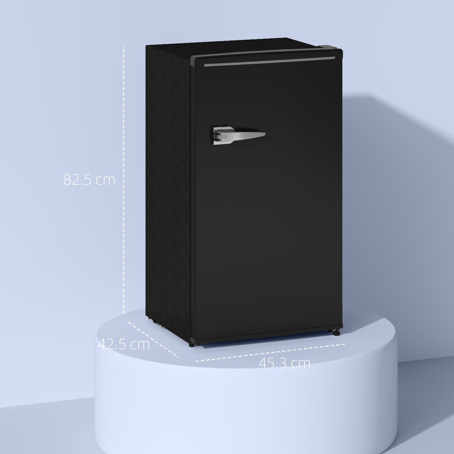 Under Counter Fridge, 85L Small Retro Vintage Style Refrigerator with Chiller Box, Adjustable Thermostat, Glass Shelves, Black