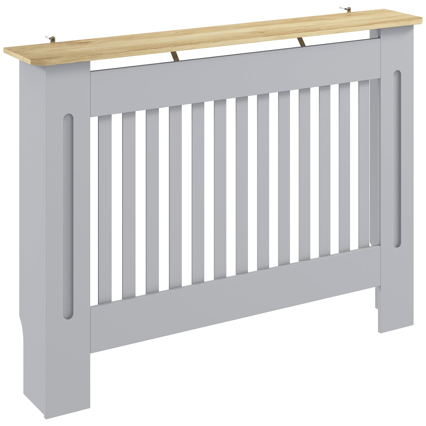 MDF Radiator Cover | Slatted Line Grill Design | Display Top | Wall Mountable | Fittings Included | Lightweight 9kg | 112x19x81cm | Grey