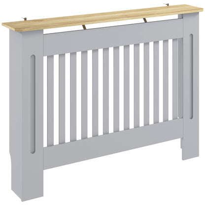 MDF Radiator Cover | Slatted Line Grill Design | Display Top | Wall Mountable | Fittings Included | Lightweight 9kg | 112x19x81cm | Grey