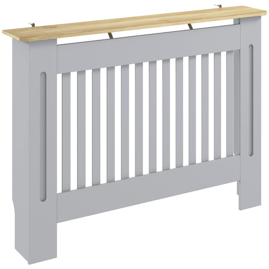 MDF Radiator Cover | Slatted Line Grill Design | Display Top | Wall Mountable | Fittings Included | Lightweight 9kg | 112x19x81cm | Grey