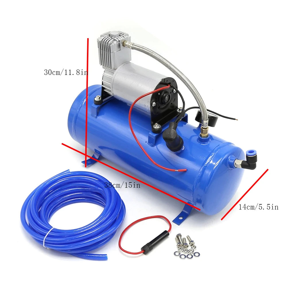 150PSI 12V DC Onboard Air Horn Compressor System Kit Suitable for Truck Cars SUV Boat Tractor RV Off-Road Vehicle