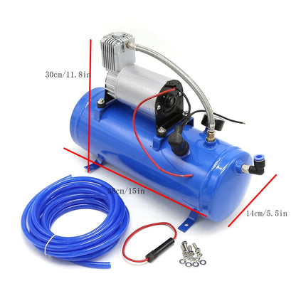 150PSI 12V DC Onboard Air Horn Compressor System Kit Suitable for Truck Cars SUV Boat Tractor RV Off-Road Vehicle