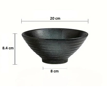 Maison & White Ramen Bowl Set of 2 | Blue-Finish Stoneware, 20cm & 1000ml Each | Wooden Chopsticks & Spoons Included | 2-Year Warranty