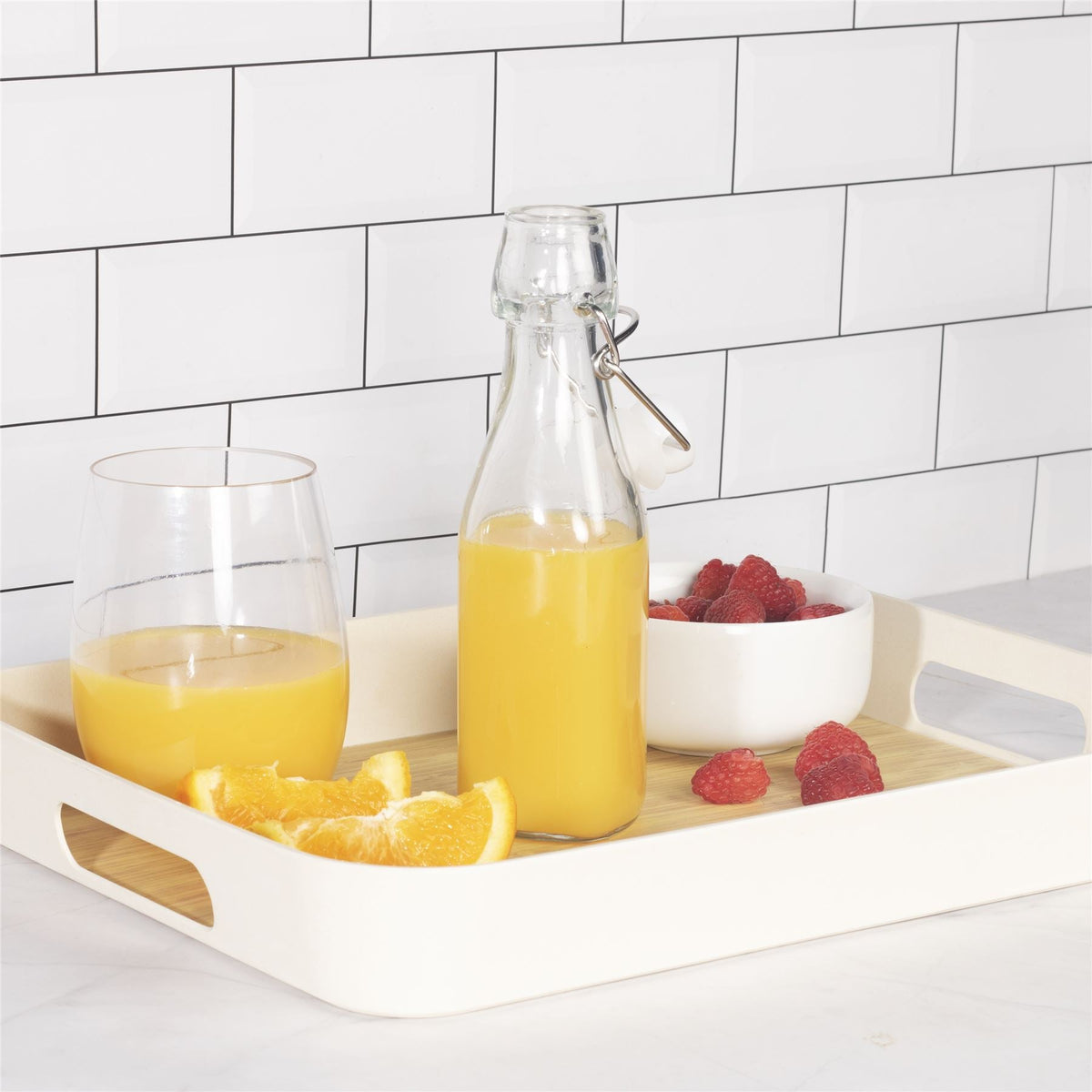 Maison & White Clip Top Glass Bottles | Set of 6 | 250ml Each | Clear Swing Top Kitchen & Drinks Bottles | Dishwasher Safe