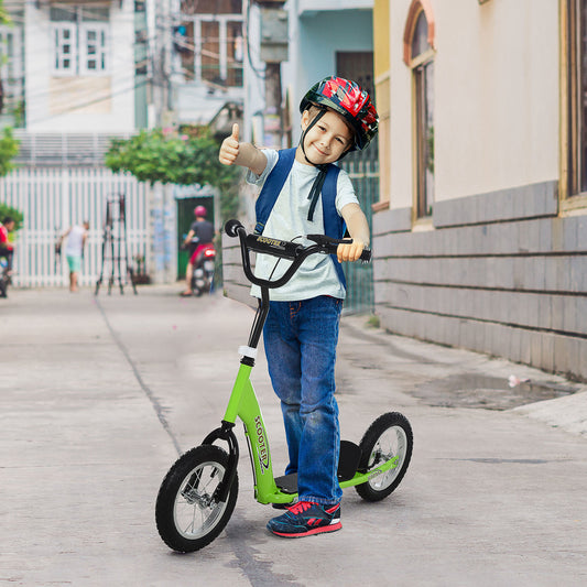 Teen Kids Stunt Scooter w/ Adjustable Handlebar, 12 Inch Rubber Tyres, Dual Brakes