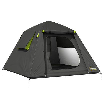 2-Person Camping Tent | 3000mm Waterproof | 190T Polyester | 2 Doors & 2 Windows | Fibreglass Poles | Grey & Green
