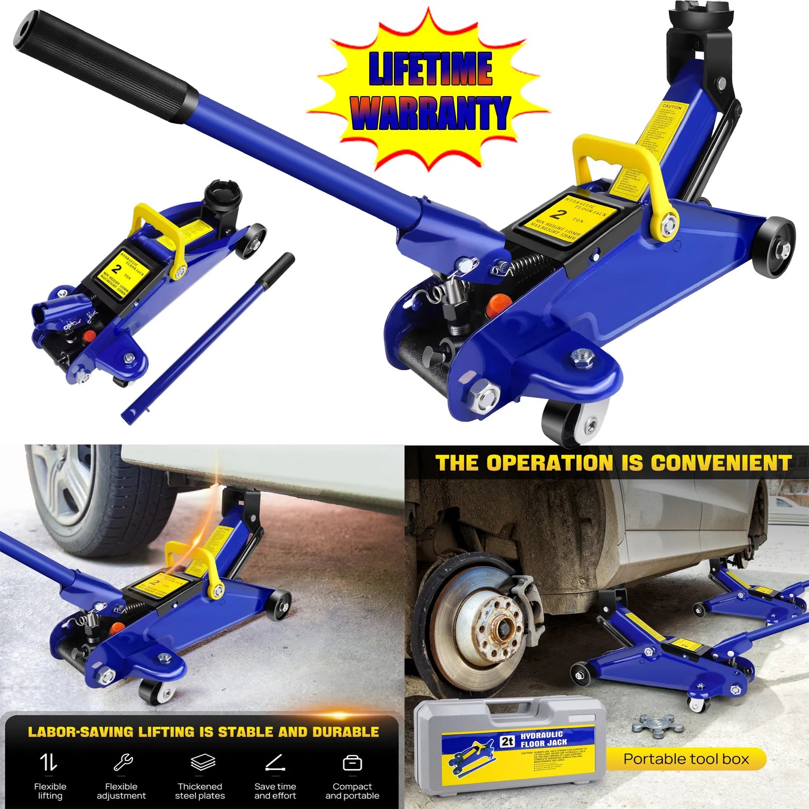 2 Tons Hydraulic Trolley Jack,Crane Lifting Floor Jack Heavy Duty Car Caravan Van Vehicle Stand Tool Repair
