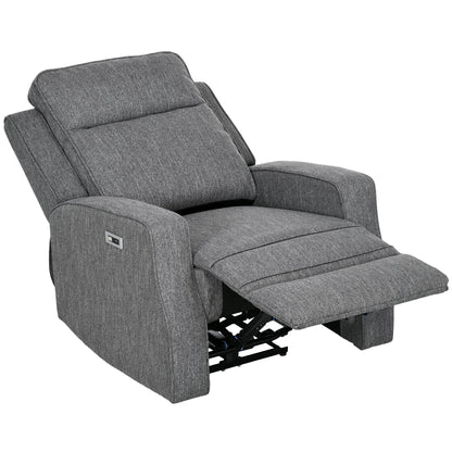 Electric Recliner Armchair, Recliner Chair with Adjustable Leg Rest, USB Port, Charcoal Grey