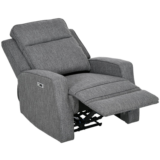 Electric Recliner Armchair, Recliner Chair with Adjustable Leg Rest, USB Port, Charcoal Grey