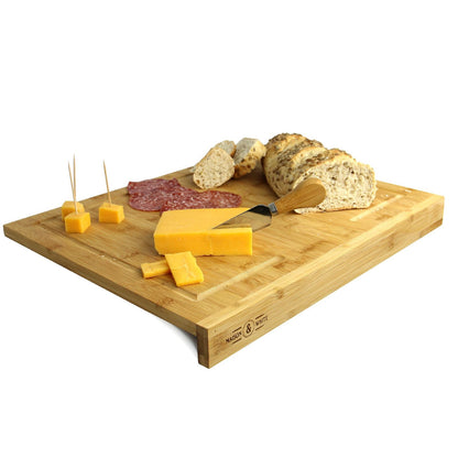 Maison & White Bamboo Counter Edge Chopping Board | 43.5 × 35.2cm | 90° Worktop Lip & Juice Groove