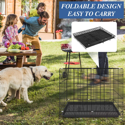 Folding Dog Cage Separate Pet Kennel for Indoor Outdoor Travel (60X42X50Cm)