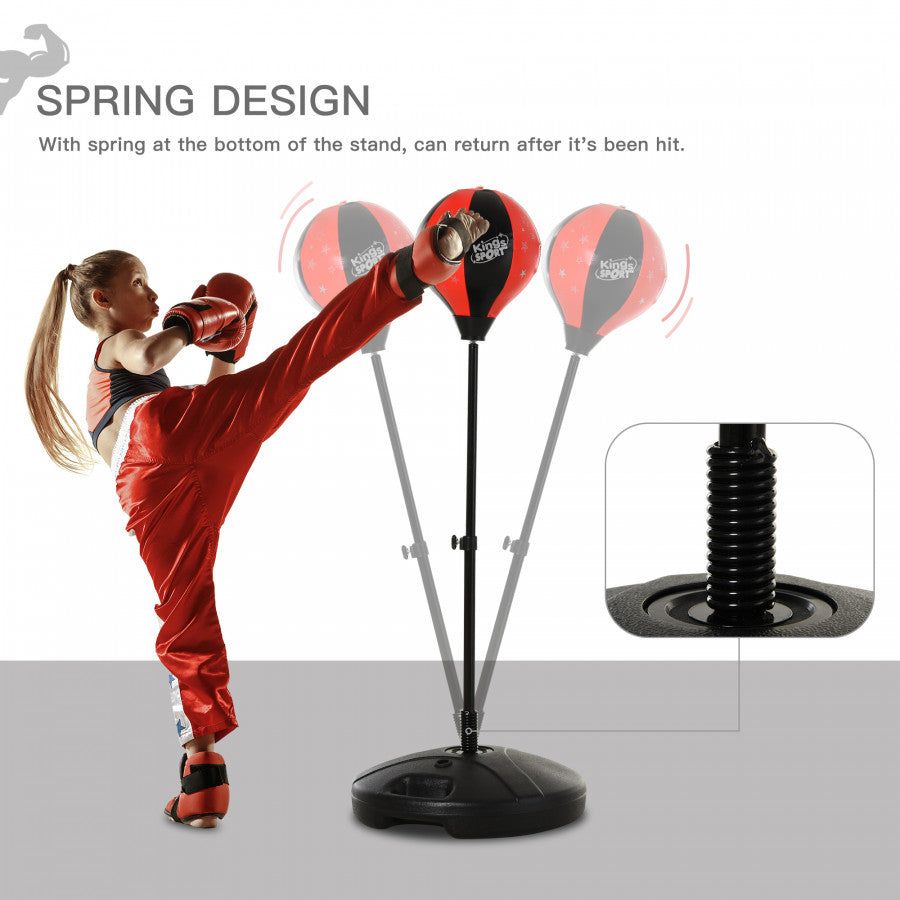 Child's Boxing Punch Ball Set Adjustable With Gloves Fillable Base Handle