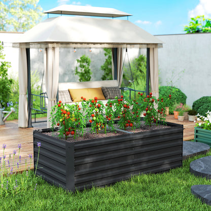 Deep Galvanised Steel Raised Garden Bed | Multi-Reinforced Rods | Protective Coating | Open Bottom | Indoor & Outdoor | 180x90x59cm | Plants Veg Herbs & Flowers | Black