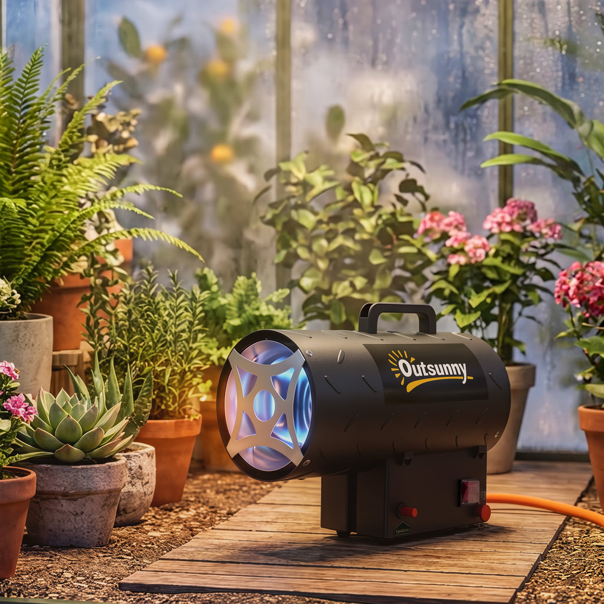 15 kW Gas Space Heater | 51,000 BTU Portable Forced-Air Fan | Workshop, Garage & Patio Heating | 150 m² | Black