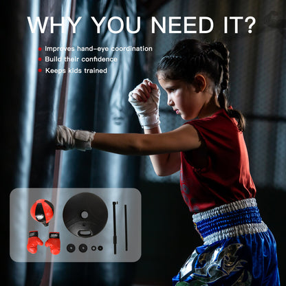 Child's Boxing Punch Ball Set Adjustable With Gloves Fillable Base Handle