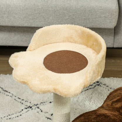 PawHut 47cm Small Cat Tree w/ Scratching Post, Bed, Cat Tunnel, Toy Ball, Dark Brown / Grey