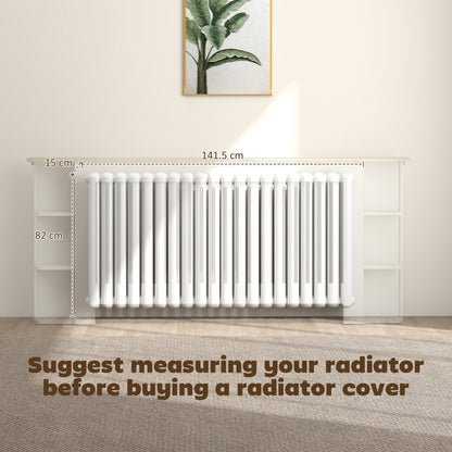 Radiator Cover with Open Storage Shelves, Vertical Slatted Cabinet Shelf Heater Cover for Living Room, Hallway, Extra Large, White (H: 83 / W: 191 / D: 19 cm)
