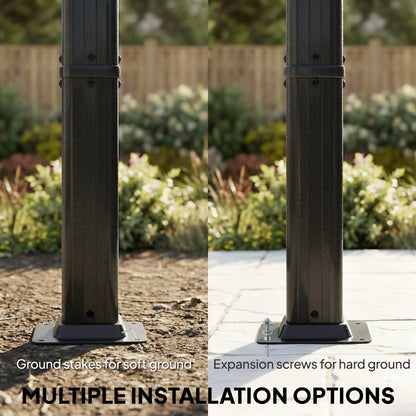 4x3m Garden Pergola | Retractable Roof Canopy | Roll-Up Sides | UV50+ | Rust-Resistant Aluminium | Smooth Sliding Rails | Windproof Level 6 | Snow Rated | Ground Stakes | Dark Grey
