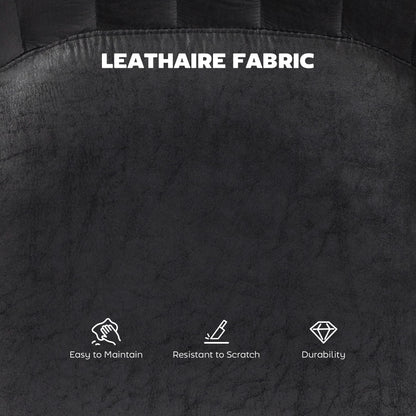 Set of 2 Leather Tub Bar Stools - Black