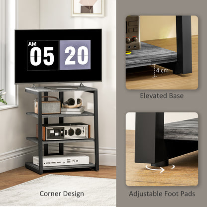 HiFi Seperates Stand, with Four Storage Shelves - Dark Grey