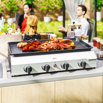 Outsunny Four Burner Portable Gas Grill For Camping Outdoor Cooking