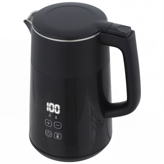 1.7L Electric Kettle | 3000W | 7 Temperature Settings 40-100°C | 2hr Keep-Warm | 304 Stainless Steel PTFE-Free | Boil-Dry Protection | Auto Shut-Off | 360° Swivel Base | Black