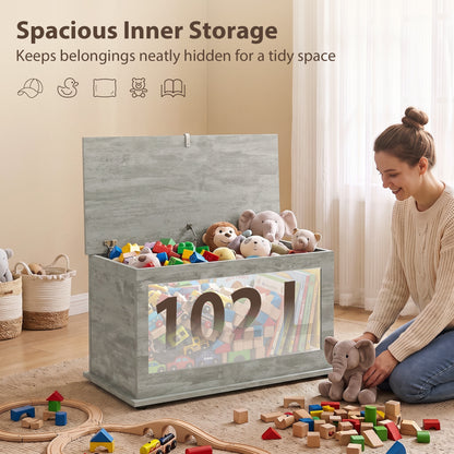 Storage Chest | 102L Wooden Blanket Box & Bed End Bench with Hinged Lid, 4 Colours