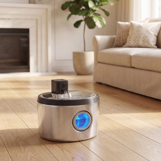 Cordless Cat Water Fountain | 4L | 304 Stainless Steel | Motion Sensor | 30-Day Battery | Silver