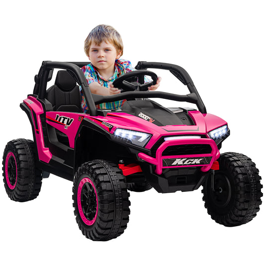 AIYAPLAY 2 Seater 24V 7AH Ride on Truck, Battery Powered Electric Ride On Car w/ Remote, Suspension, 3 Speeds - Pink / White